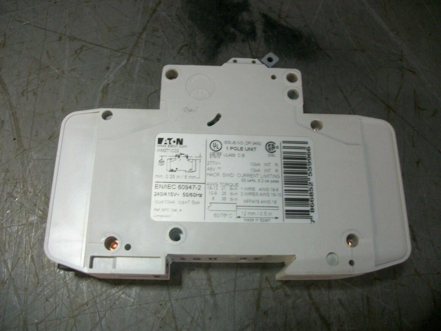 CUTLER-HAMMER MINI CIRCUIT BREAKER WMZT1C02 2AMP 277VOLT 1POLE NOB