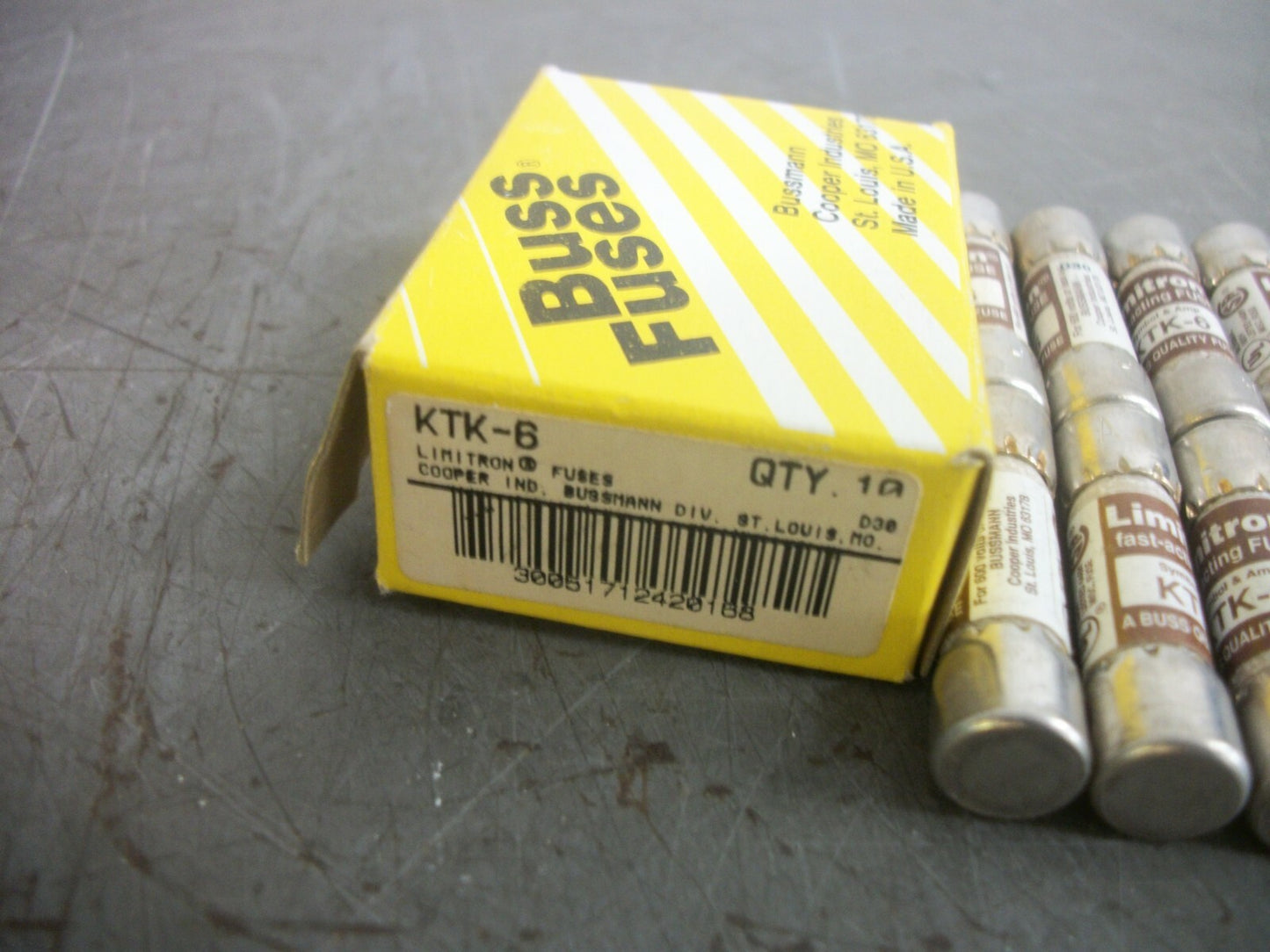 BUSSMANN BOX OF 10 LIMITRON FUSES KTK6 6AMP 600VOLT NIB