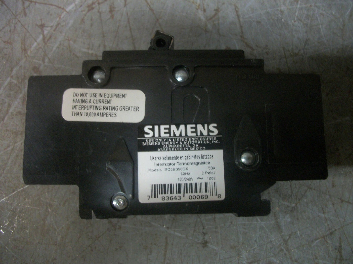 SIEMENS BQ CIRCUIT BREAKER BQ2B050QX BQ2B050QXBP 50AMP 240VOLT 2POLE NOB