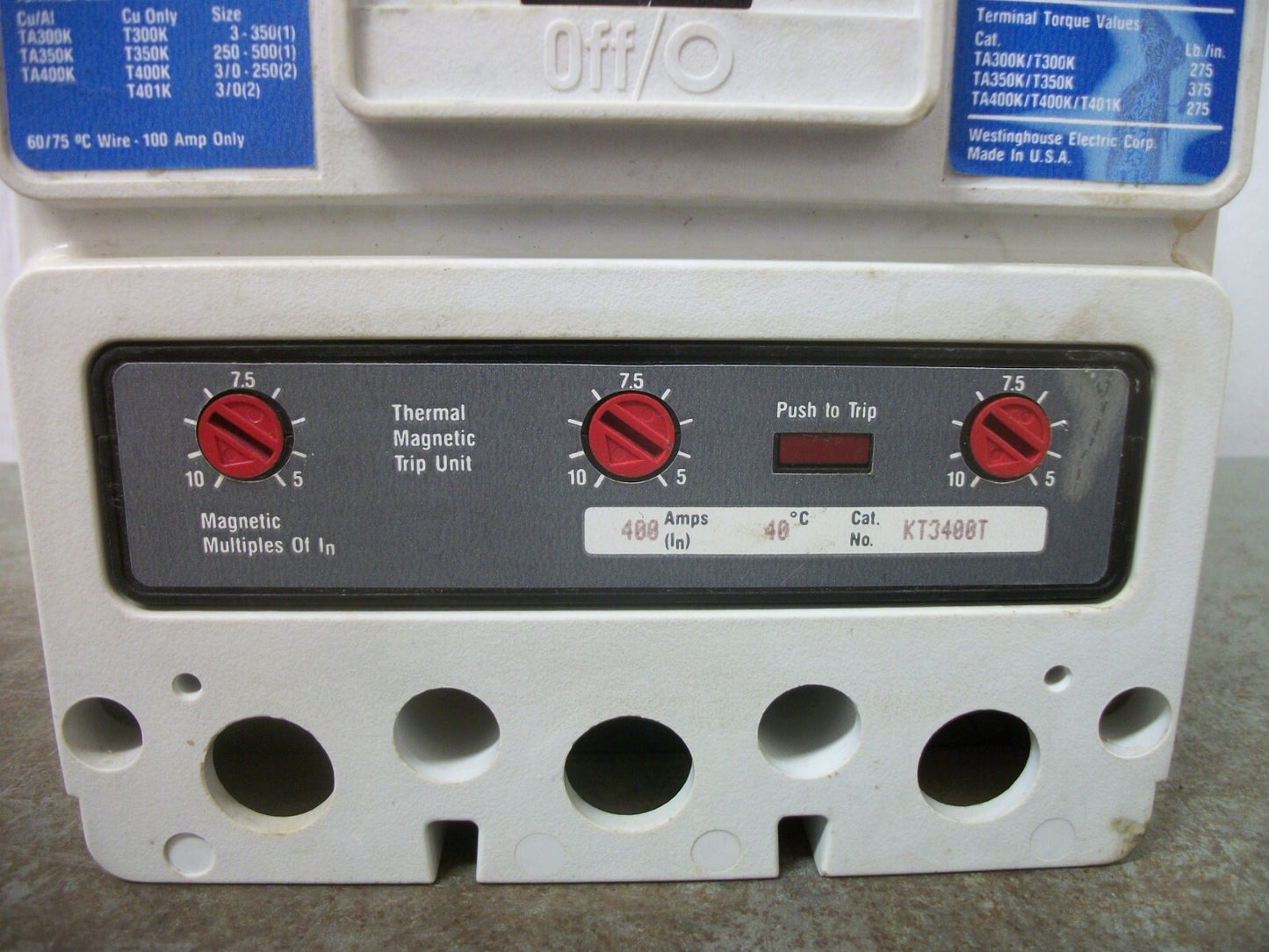 WESTINGHOUSE DK CIRCUIT BREAKER DK3400W 400AMP 240VOLT 3POLE BLUE W/400A TRIP