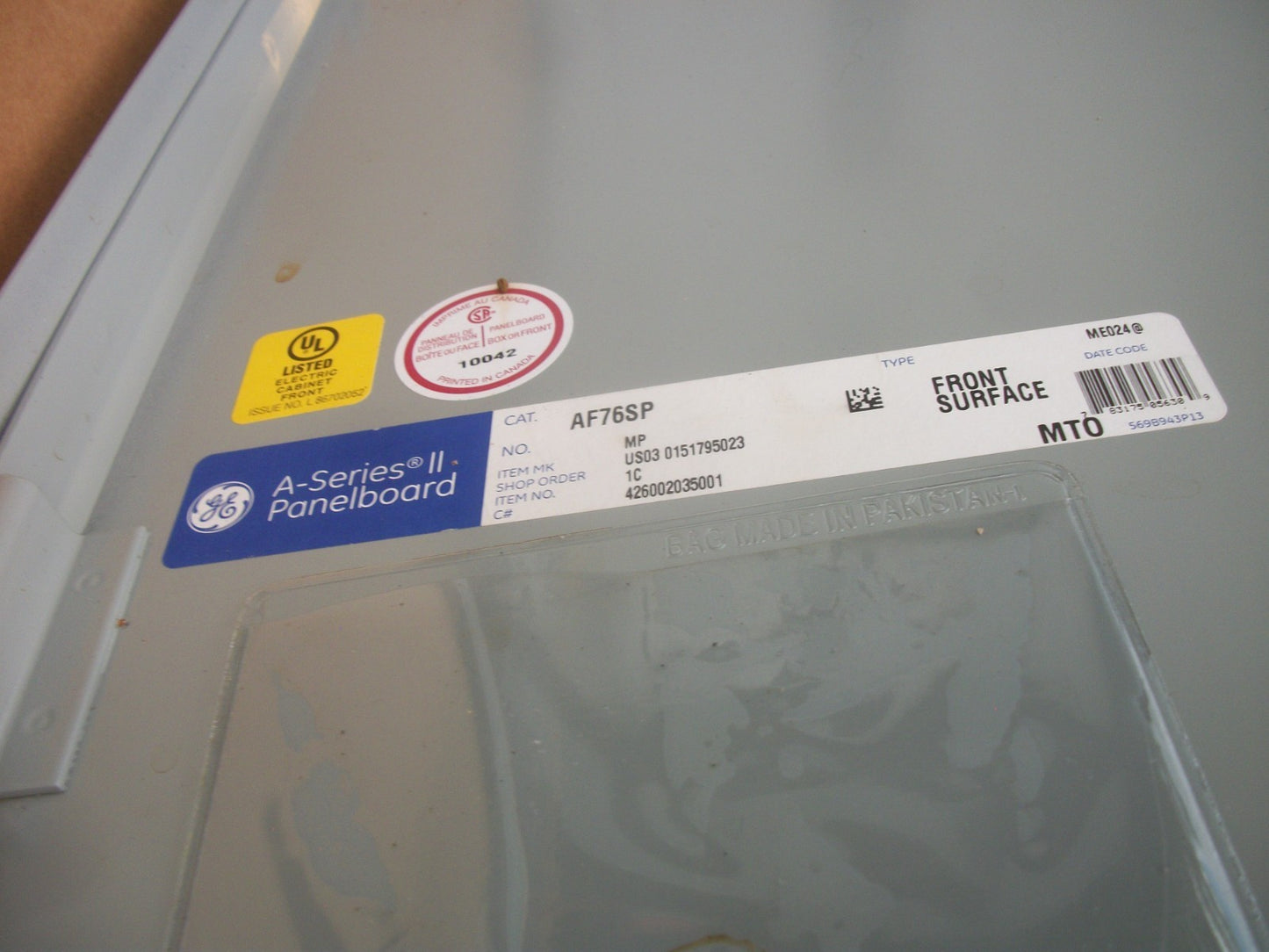 GE A-SERIES II 76" PANELBOARD SURFACE FRONT COVER DOOR AF76SP