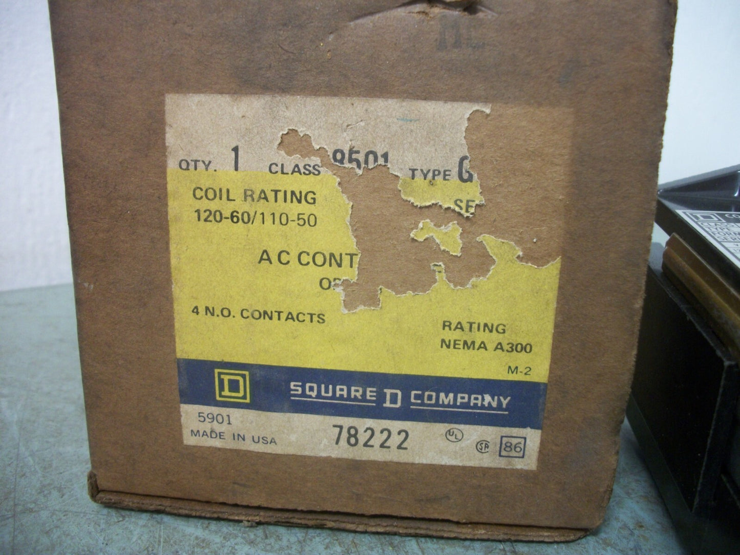 SQUARE D AC CONTROL RELAY 8501GO40 120VCOIL NIB