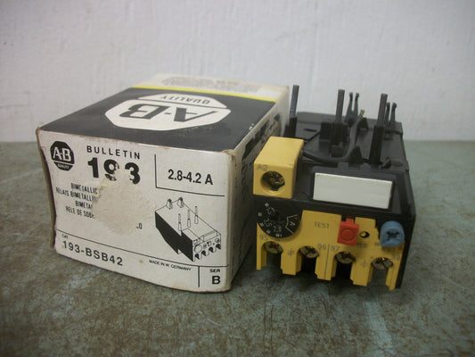 ALLEN-BRADLEY THERMAL OVERLOAD RELAY 193-BSB42 2.8-4.2AMP NIB