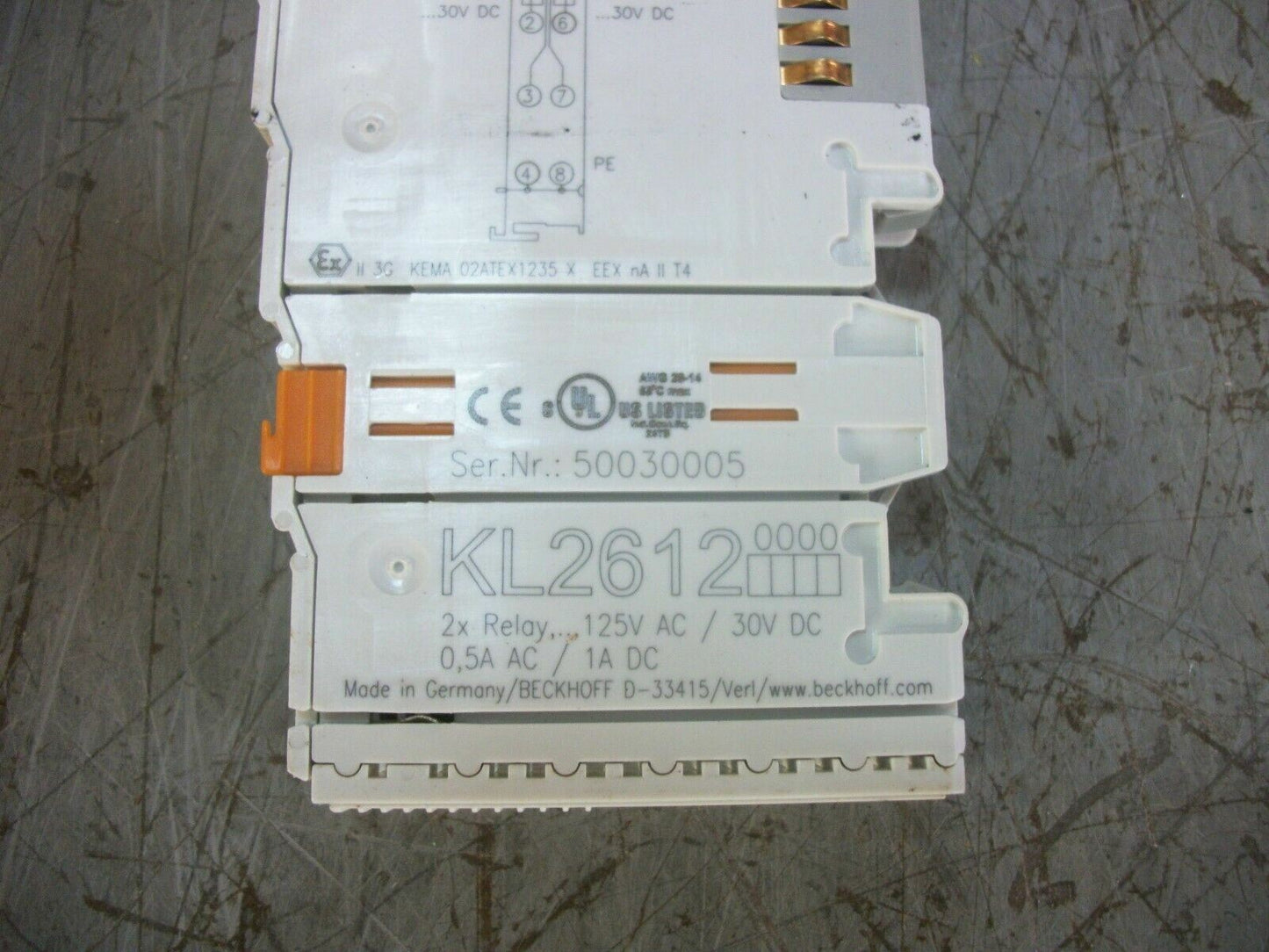 BECKHOFF 2-CHANNEL RELAY OUTPUT MODULE KL2612 125VAC/30VDC 0.5AMP/1AMP