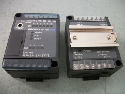 KEYENCE 5-CHANNEL ANALOG TIMER MODULE KX-10R W/POWER SUPPLY KX-U1 24VDC