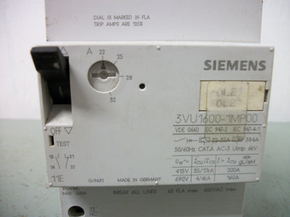 SIEMENS MOTOR CIRCUIT BREAKER 3VU1600-1MP00 22-32AMP