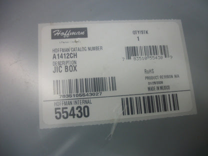 HOFFMAN 14 X 12 X 6 JIC BOX ENCLOSURE TYPE 12,13 A1412CH NEW