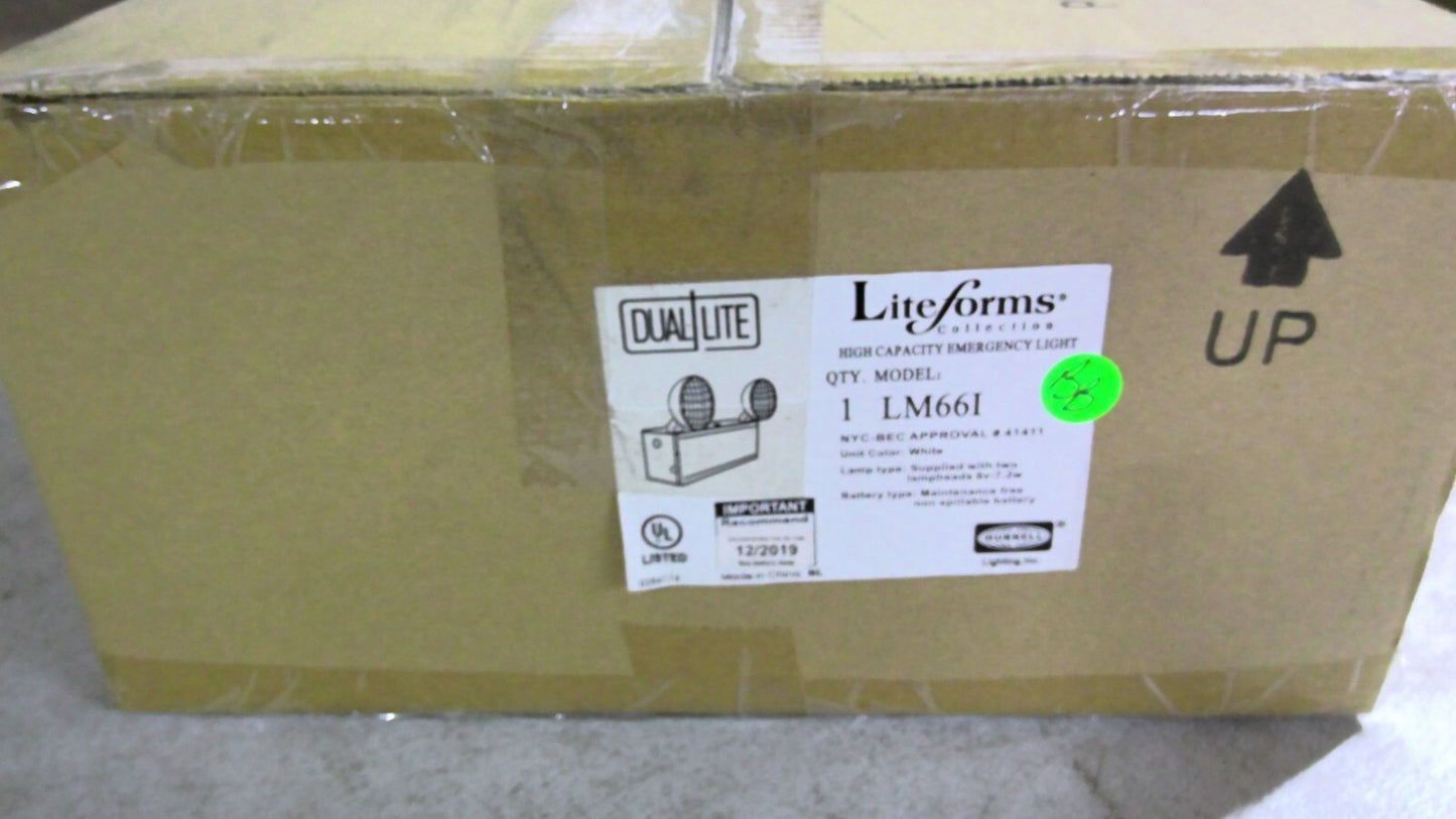 DUAL LITE WHITE HIGH CAPACITY EMERGENCY LIGHT LM66I NIB