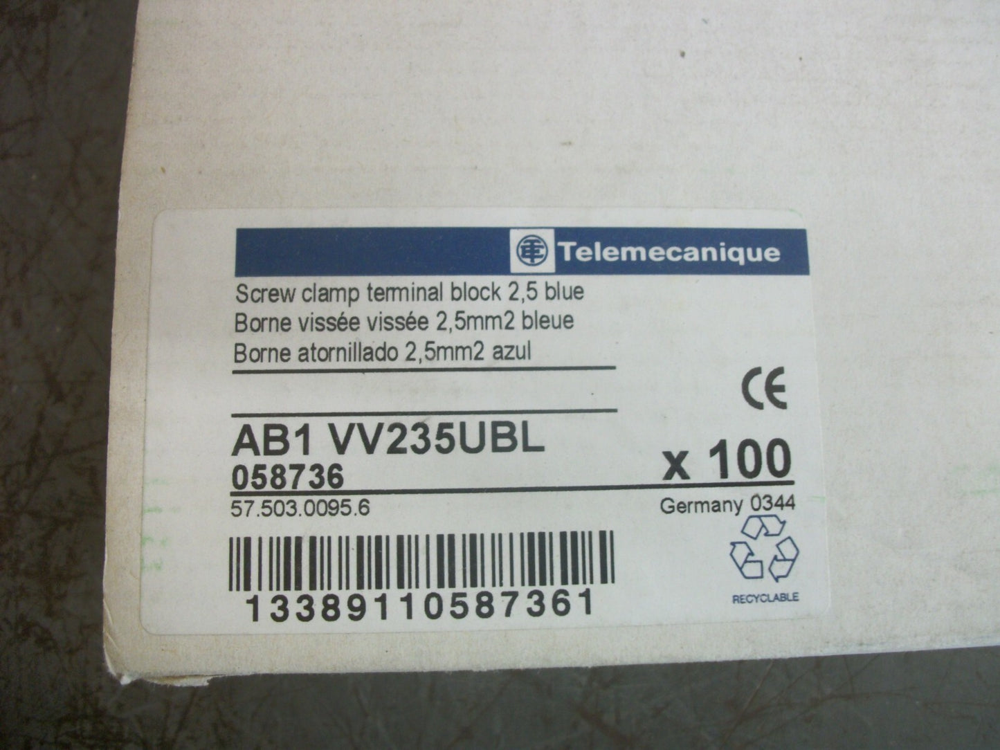 TELEMECANIQUE BOX OF 87 2.5mm2 SCREW CLAMP TERMINAL BLOCKS AB1VV235UBL NIB