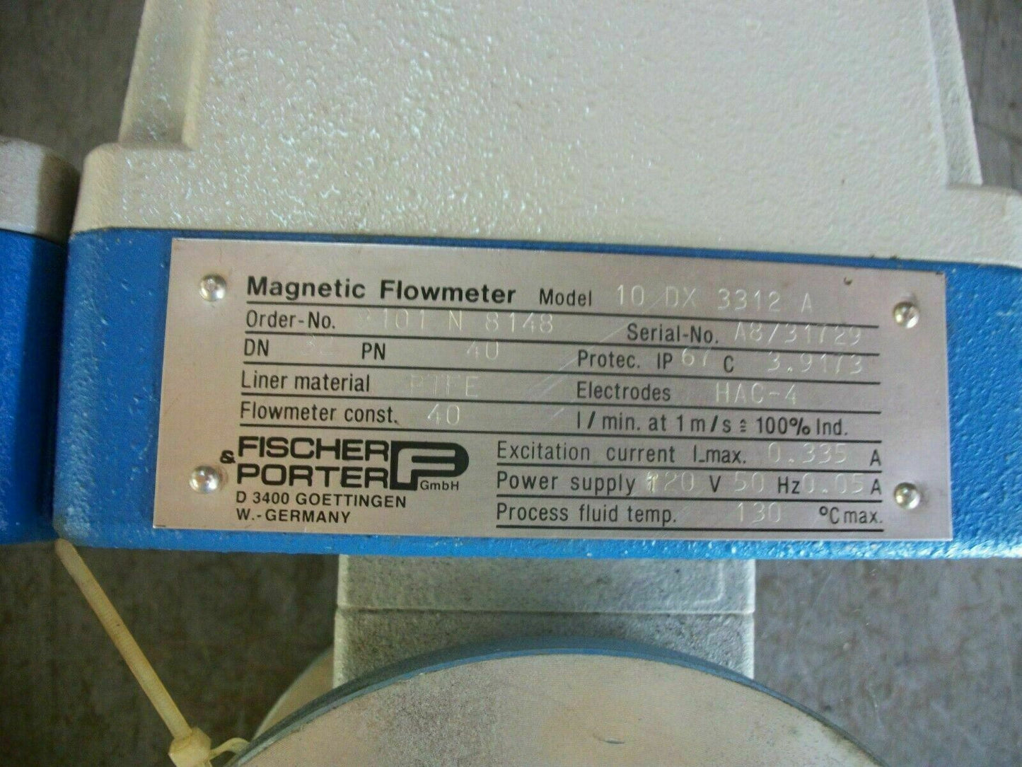 FISCHER PORTER MAGNETIC FLOWMETER 10 DX 3312 A NOB