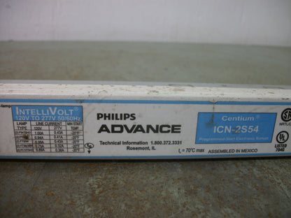 ADVANCE CENTIUM PROGRAMMED START ELECTRONIC BALLAST ICN-2S54 120/277VOLT