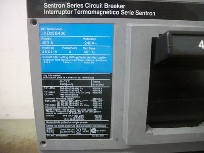 SIEMENS SENTRON JXD2-A CIRCUIT BREAKER JXD23B400 400AMP 240VOLT 3POLE