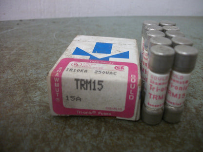 GOULD SHAWMUT BOX OF 10 TRI-ONIC FUSES TRM15 15AMP 250VOLT NIB
