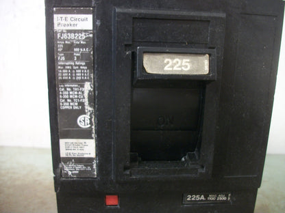 SIEMENS ITE FJ6 CIRCUIT BREAKER FJ63B225 225AMP 600VOLT 3POLE