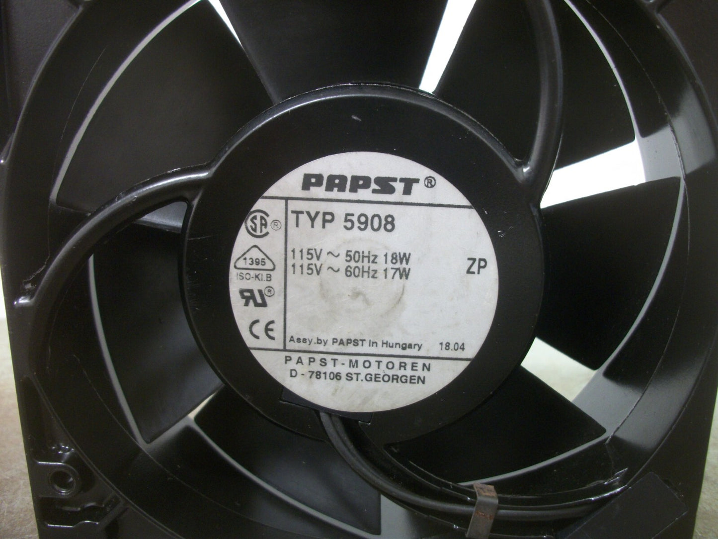 PAPST TYP 5908 AXIAL FAN 115VOLT 17WATT