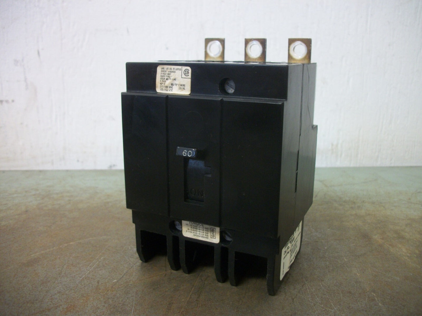 WESTINGHOUSE GHB CIRCUIT BREAKER GHB3060 60AMP 480VOLT 3POLE