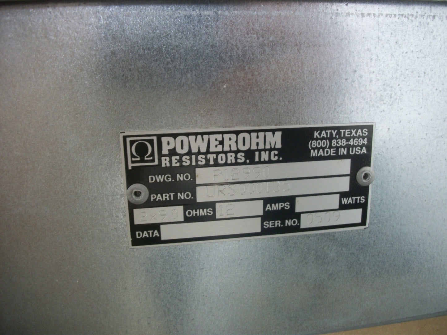 POWEROHM RESISTORS BRAKING UNIT URS000135 2x 9 OHMS 12AMP 1296WATT NIB