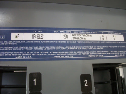 SQUARE D NF LOAD CENTER PANELBOARD NF430L2C 250AMP 600Y/347/240VOLT 3PH