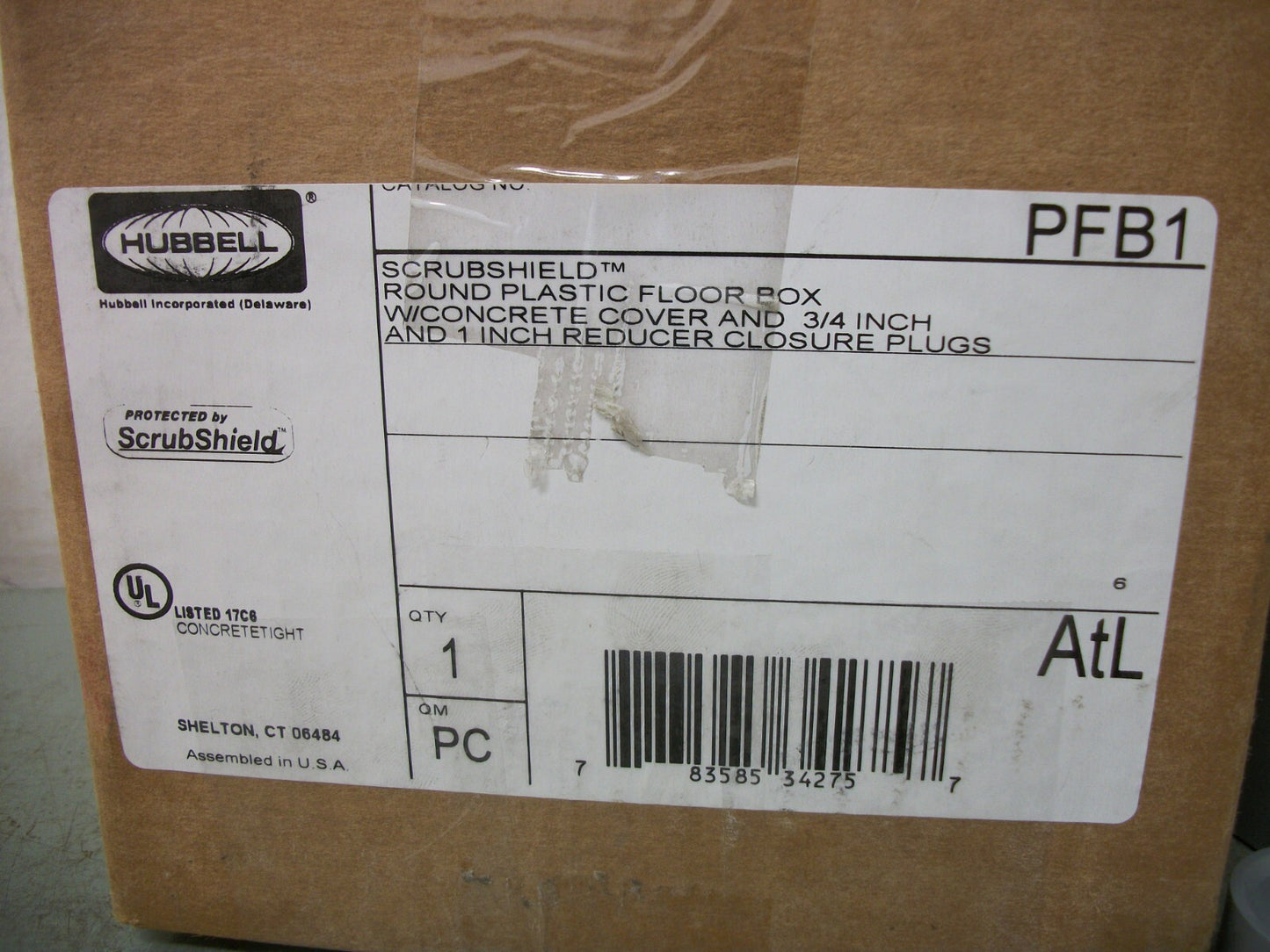 HUBBELL SCRUBSHIELD ROUND PLASTIC FLOOR BOX PFB1 NIB