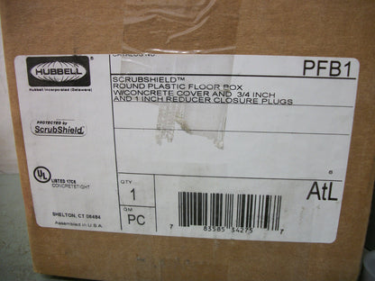 HUBBELL SCRUBSHIELD ROUND PLASTIC FLOOR BOX PFB1 NIB