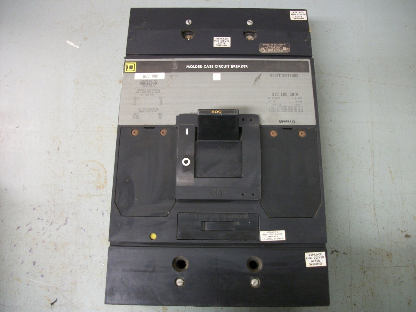 SQUARE D MAP CIRCUIT BREAKER MAP36800 800AMP 600VOLT 3POLE GRAY