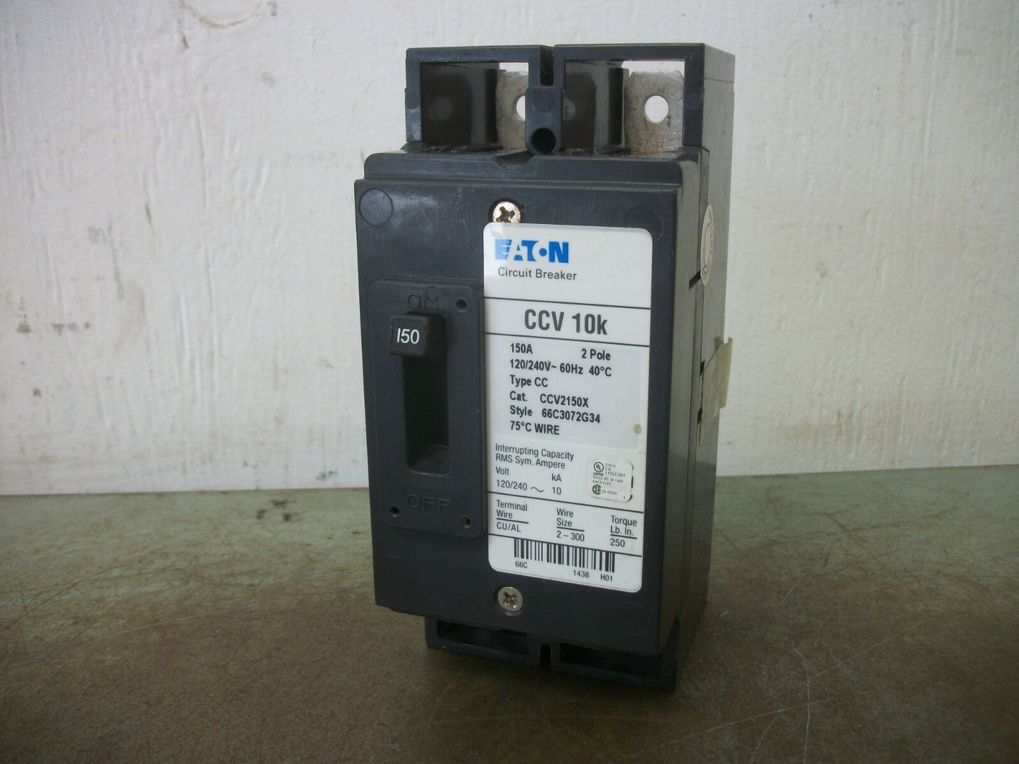 CUTLER-HAMMER CCV CIRCUIT BREAKER CCV2150X 150AMP 240VOLT 2POLE
