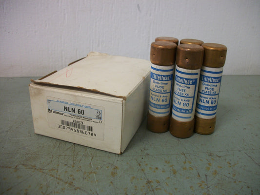 LITTELFUSE BOX OF 5 POWR-GARD FUSES NLN60 60AMP 250VOLT NIB