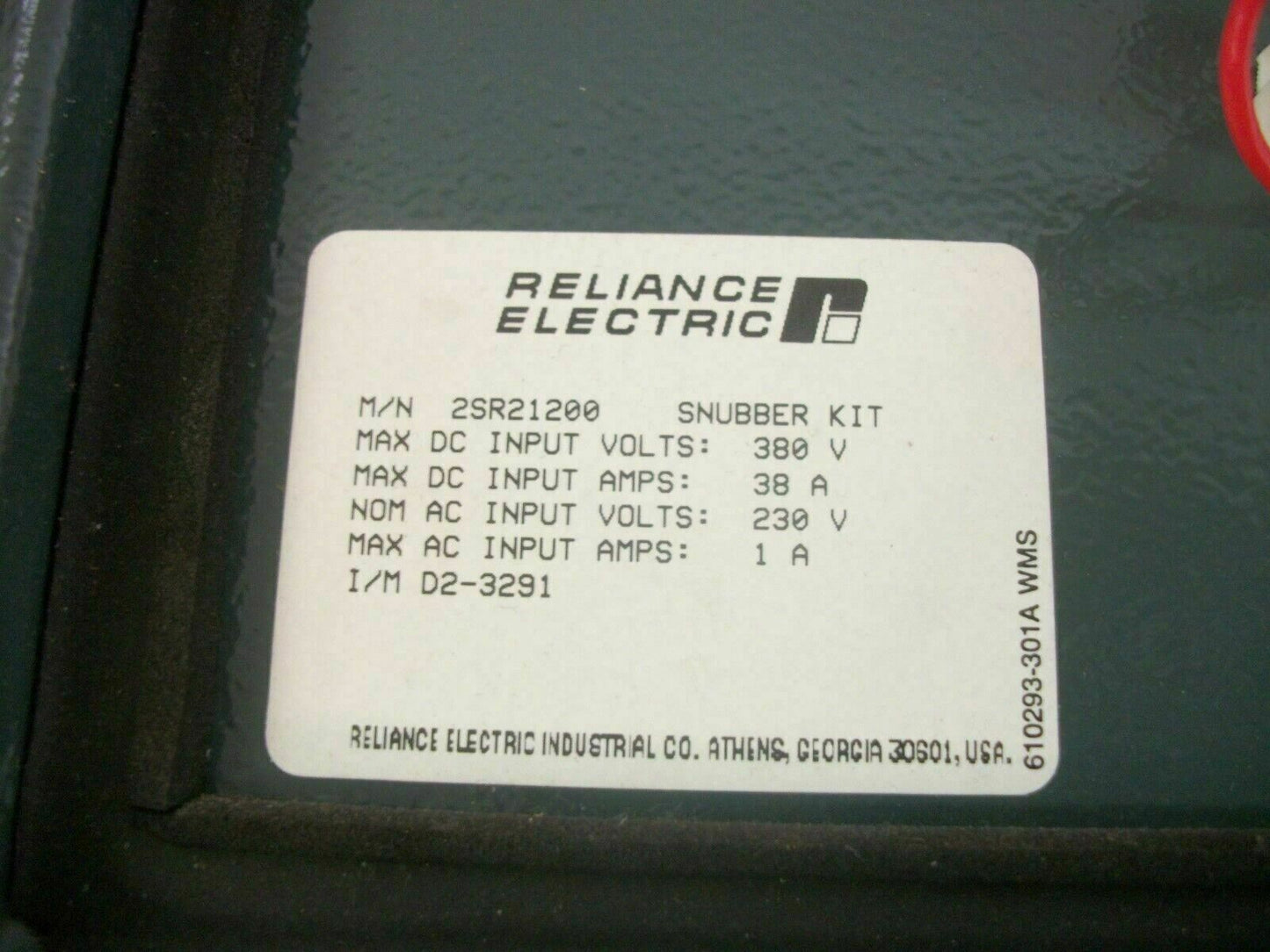 RELIANCE SNUBBER RESISTOR UNIT 2SR21200 DC IN 380V 38A AC IN 230V 1A