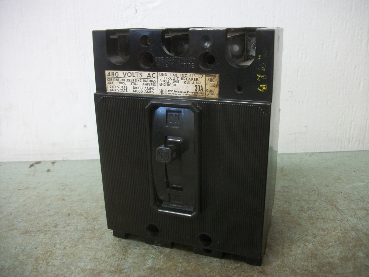 SIEMENS EH3 CIRCUIT BREAKER EH3B030 30AMP 480VOLT 3POLE