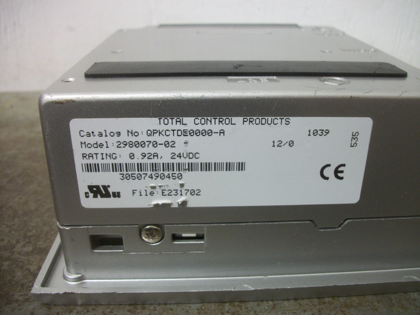 TOTAL CONTROL 2980070-02 OPERATOR INTERFACE PANEL QPKCTDE0000-A