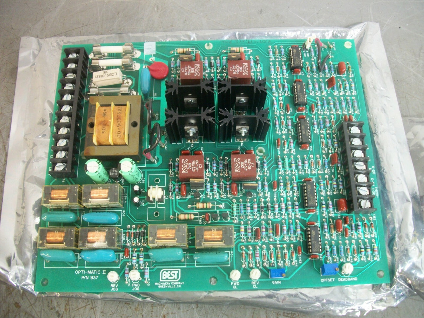 BEST MACHINERY OPTIC-MATIC II CONTROL BOARD MODEL 937