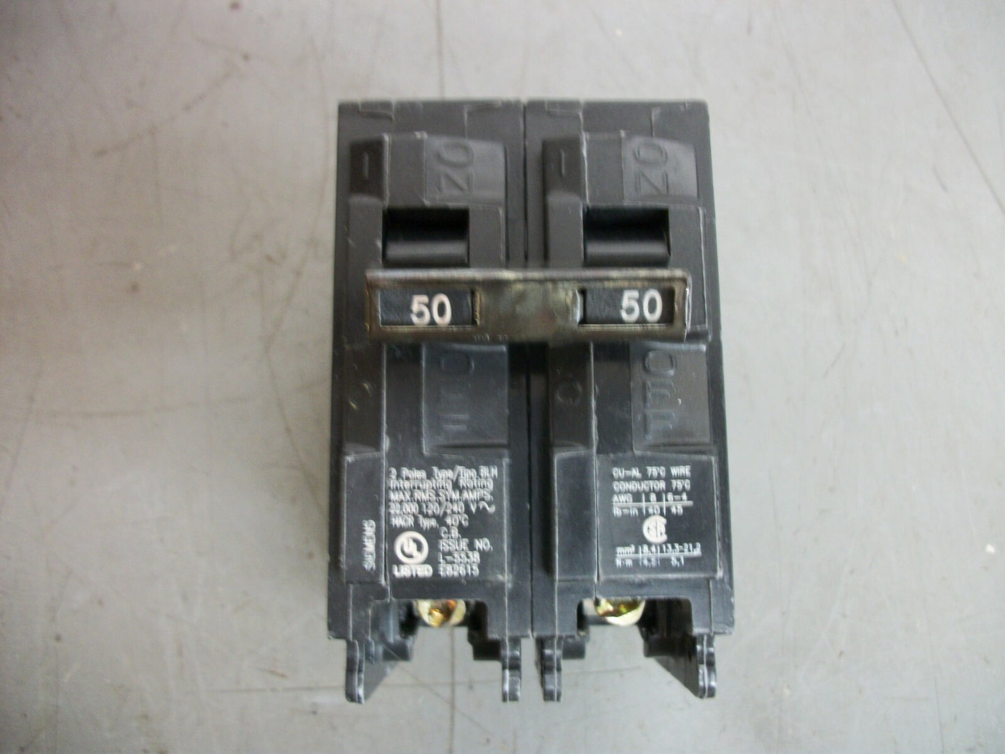 SIEMENS BLH CIRCUIT BREAKER B250H 50AMP 240VOLT 2POLE NOB