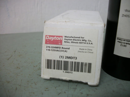 DAYTON MOTOR START CAPACITOR 2MDT3 270-324MFD ROUND 110-125VAC NIB