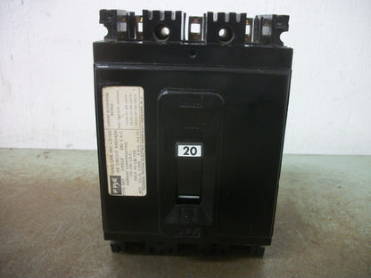 FEDERAL PACIFIC NEF CIRCUIT BREAKER NEF431020 20AMP 480VOLT 3POLE