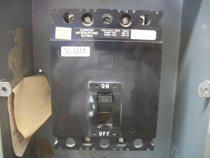 SQUARE D FA100S ENCL CIRCUIT BREAKER FAL34050 50AMP 480VOLT 3POLE REFURB