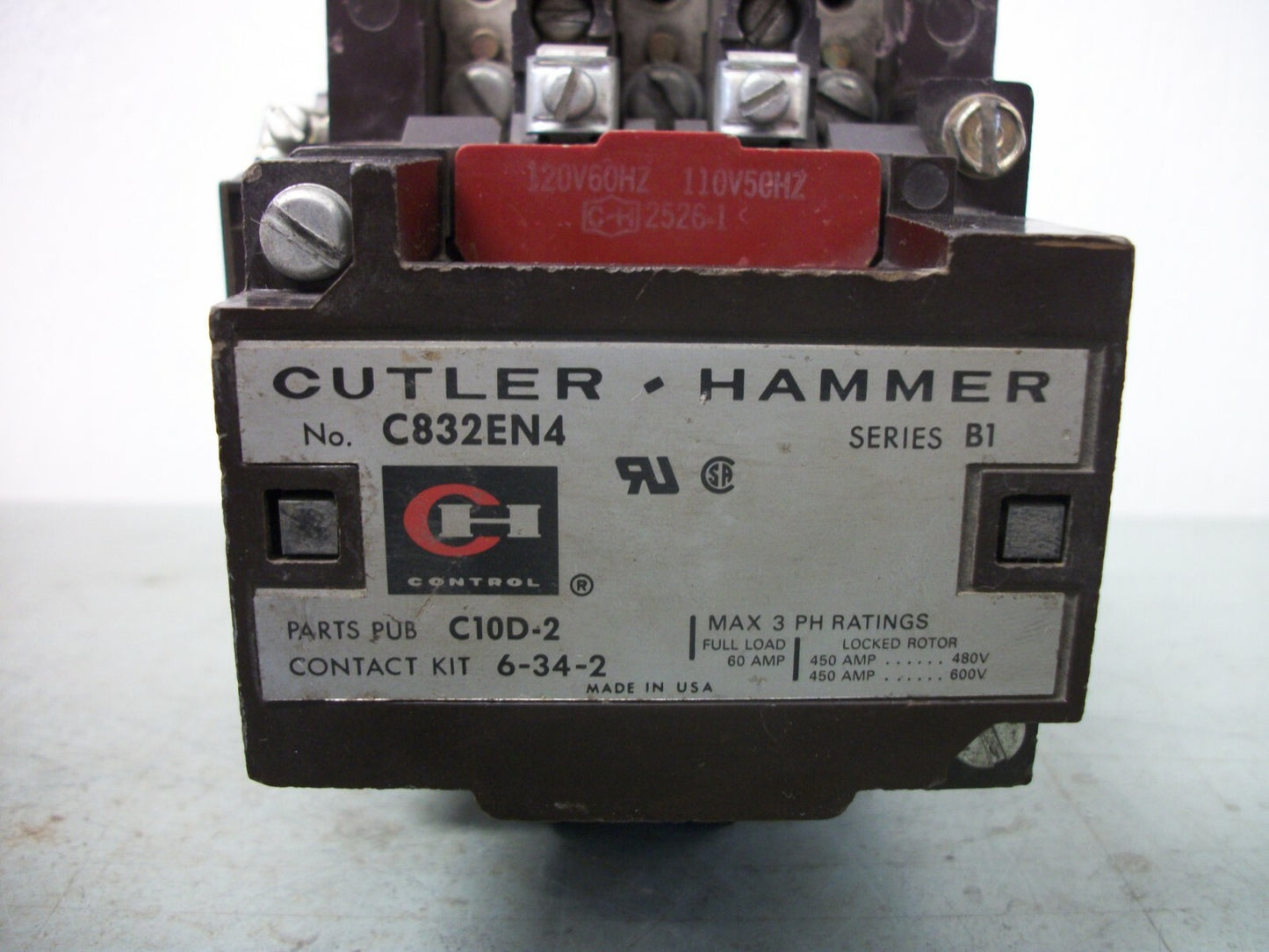 CUTLER-HAMMER 60AMP LIGHTING CONTACTOR C832EN4 120VCOIL