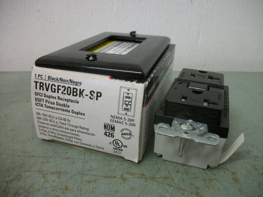 COOPER BLACK GFCI DUPLEX RECEPTACLE TRVGF20BK-SP 20AMP 125VOLT 2P 3W+G NIB
