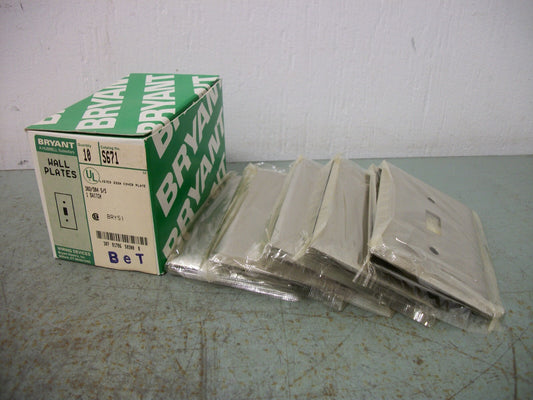 BRYANT BOX OF 10 SINGLE SWITCH SS WALL PLATES S671 NIB