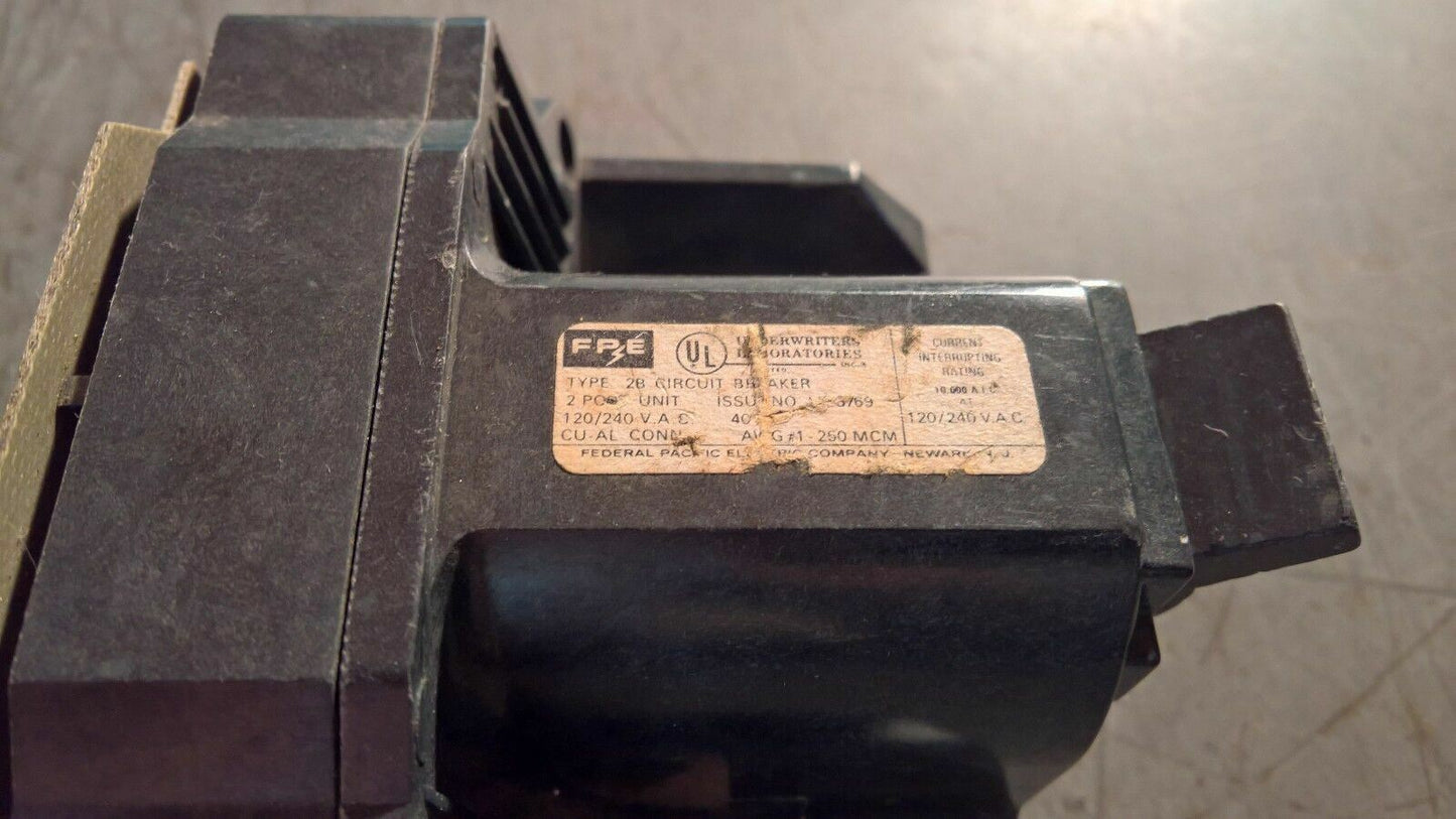 FEDERAL PACIFIC 2B CIRCUIT BREAKER 2B125 125AMP 240VOLT 2POLE
