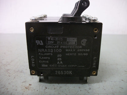 IDEC CIRCUIT BREAKER NRAS3100-20A-AA 20AMP 250VOLT 3POLE