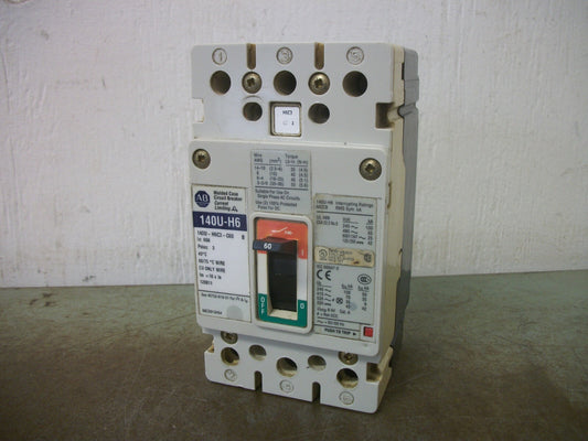 ALLEN-BRADLEY 140U-H6 CIRCUIT BREAKER 140U-H6C3-C60 60AMP 600VOLT 3POLE