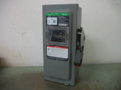 SQUARE D DISCONNECT TYPE 1 VHU361N 30AMP 600VOLT 3POLE FUSIBLE NOB