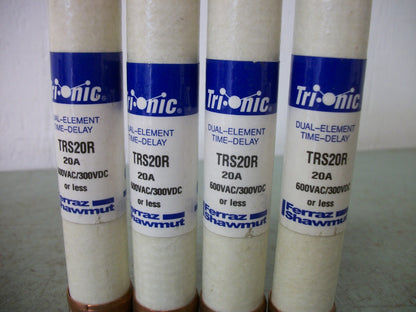 FERRAZ-SHAWMUT LOT OF 4 TRI-ONIC FUSES TRS20R 20AMP 600VOLT