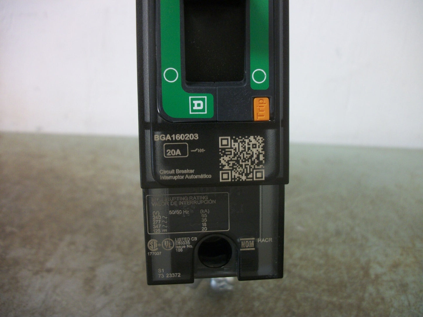 SQUARE D POWERPACT I-LINE BGA CIRCUIT BREAKER BGA160203 20AMP 277VOLT 1POLE NOB