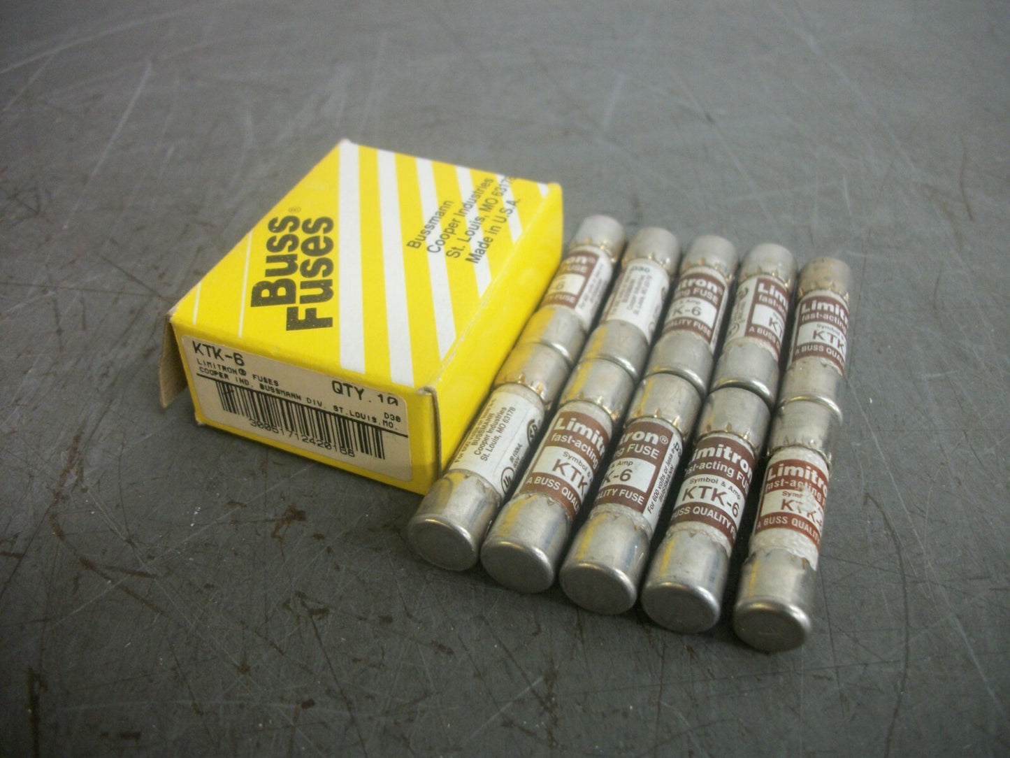 BUSSMANN BOX OF 10 LIMITRON FUSES KTK6 6AMP 600VOLT NIB