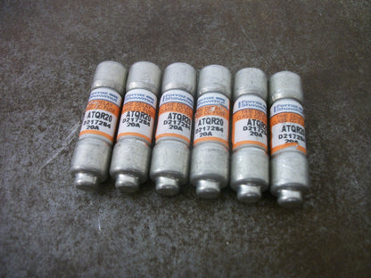 FERRAZ-SHAWMUT LOT OF 6 TIME DELAY CC FUSES ATQR20 20AMP 600VOLT
