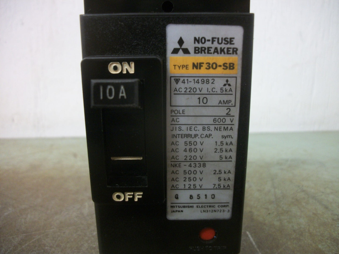MITSUBISHI NO-FUSE CIRCUIT BREAKER NF30-SB-2P 10AMP 600VOLT 2POLE
