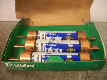 LITTELFUSE BOX OF 3 INDICATOR POWR-GARD FUSES FLSR80ID 80AMP 600VOLT NIB
