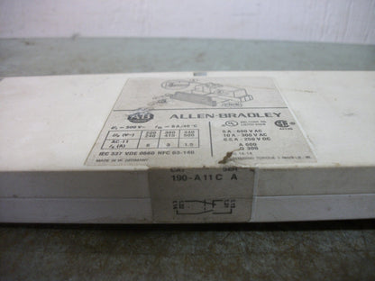 ALLEN-BRADLEY 1N.O. 1N.C. AUXILIARY CONTACT BLOCK 190-A11C