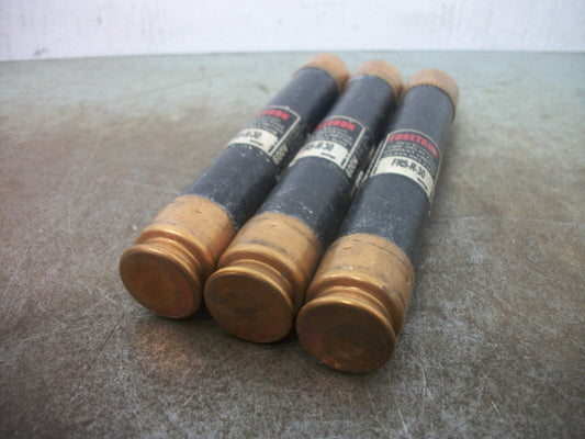 BUSSMANN LOT OF 3 FUSETRON FUSES FRS-R-30 30AMP 600VOLT